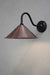 Black steel sconce with aged copper shade