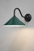Black steel sconce with green shade