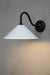 Black steel sconce with white shade