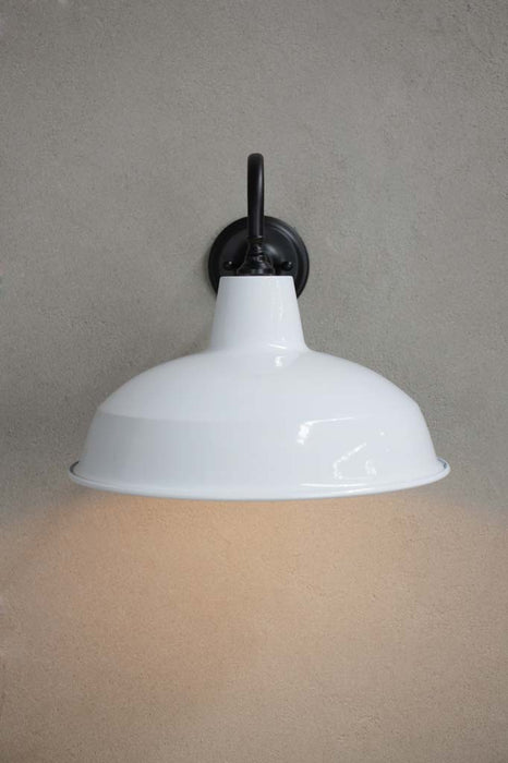 Steel black sconce with white shade