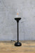 Black steel candlestick lamp with clear unlit shade