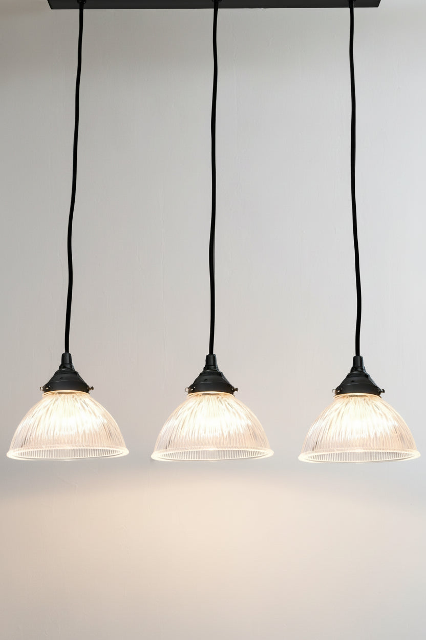 Black multi pendant light with plain shades