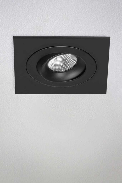 Black tiltable downlight with mounting plate