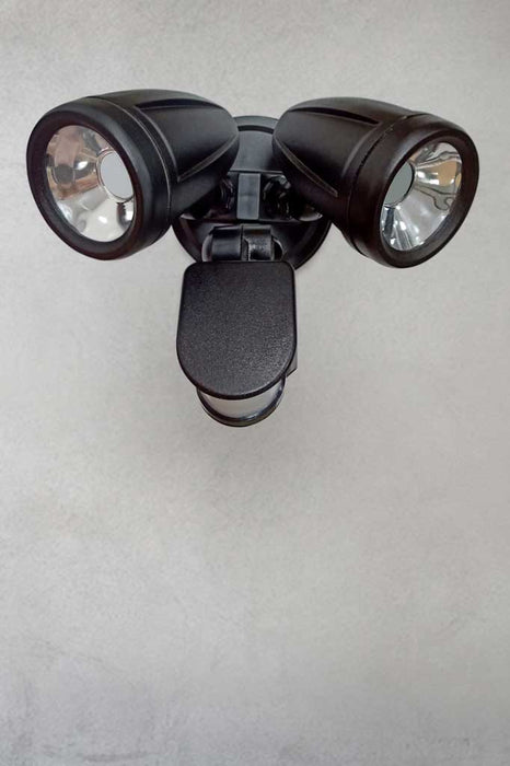 Black twin LED spotlight with sensor