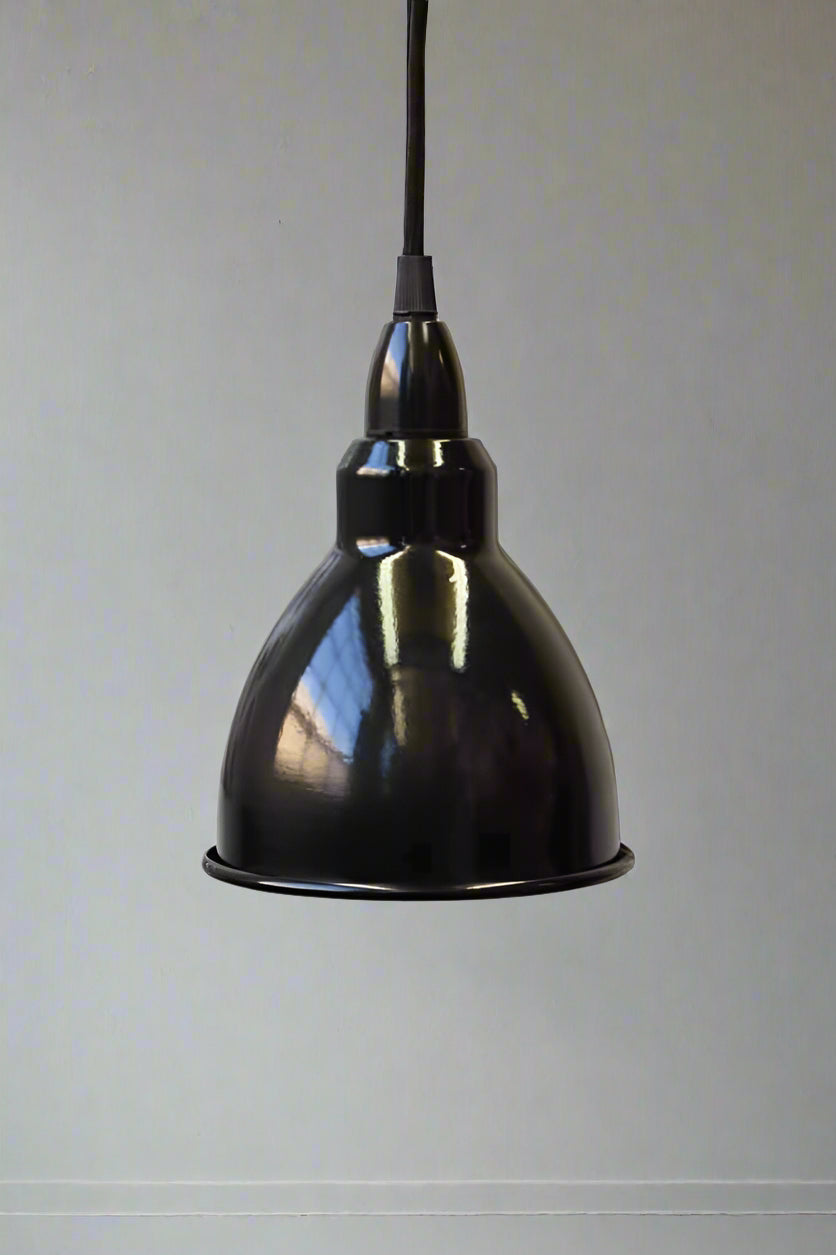 Brasserie pendant light in black with black cord