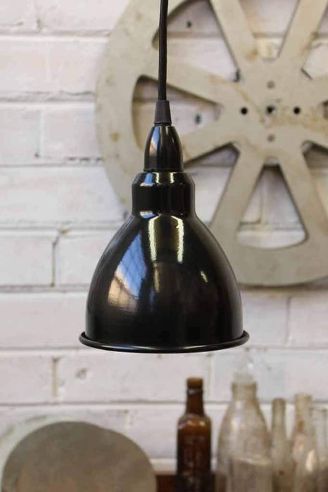 Brasserie pendant light in black with black cord