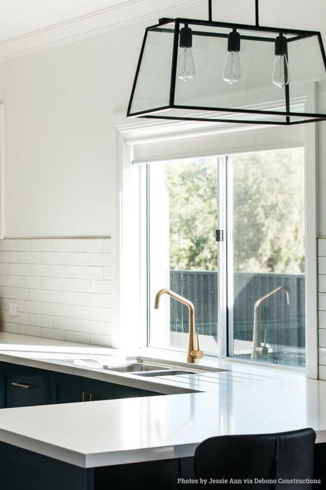 Broadview Glass Pendant Light hanging in a kitchen