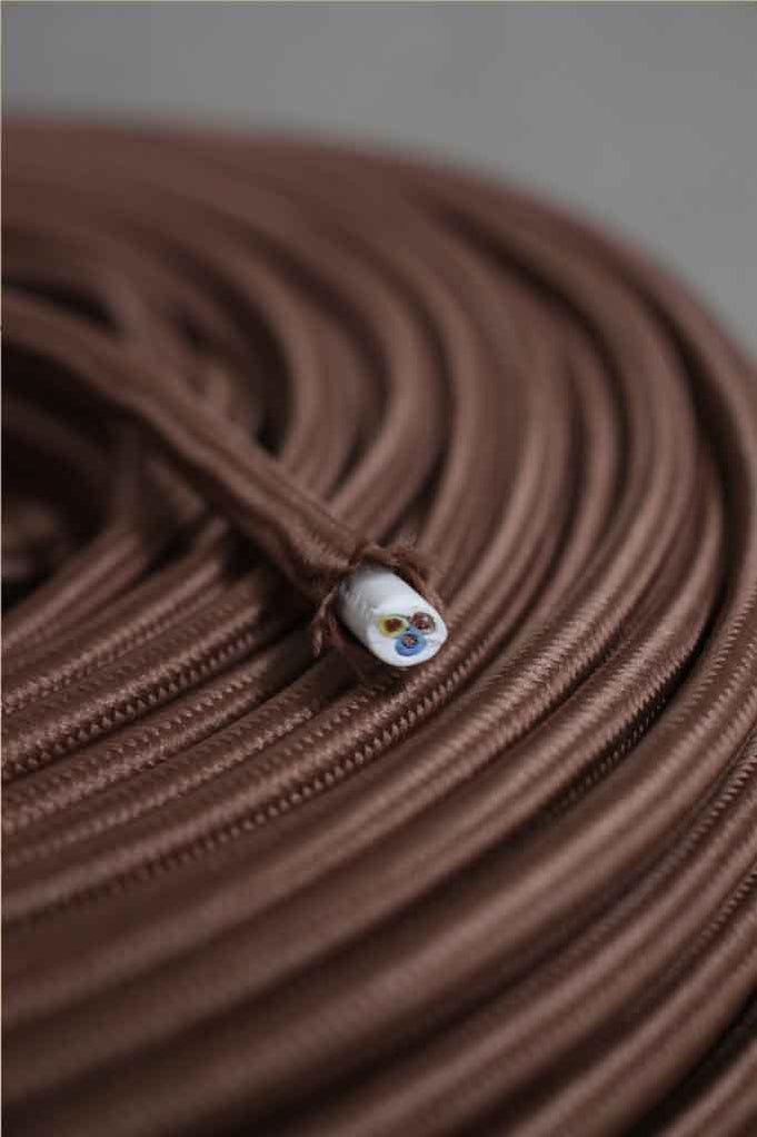 Brown Braided Light Cord - 3 Core Insulated Cable — Fat Shack Vintage