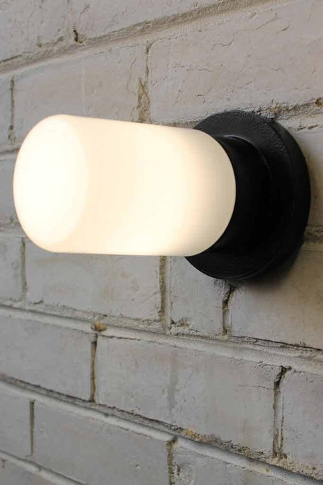 Bunker tube wall light with opal glass cover