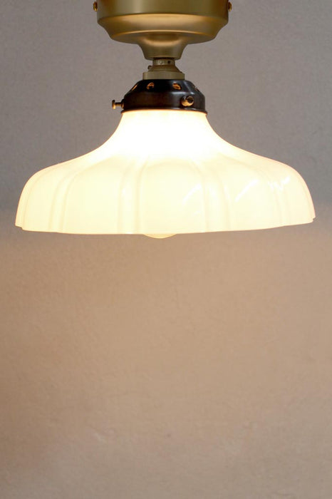 Small glass shade with gold batten