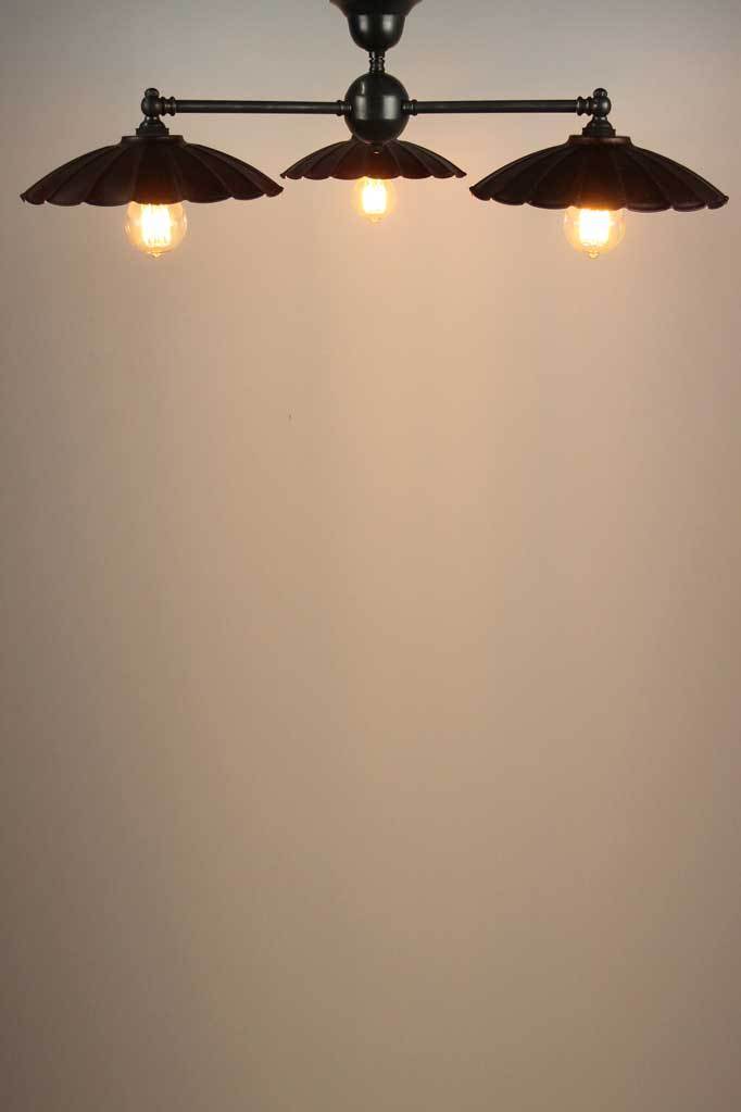 C115 rusty 3 light vintage umbrella flush mount ceiling