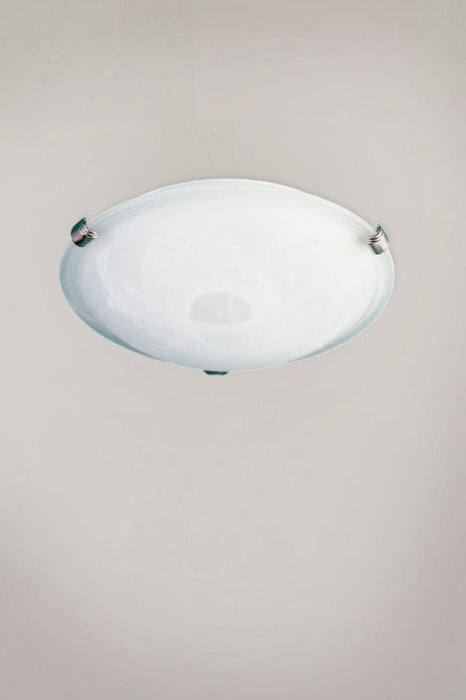 Small Alabaster glass ceiling light with chrome metalware