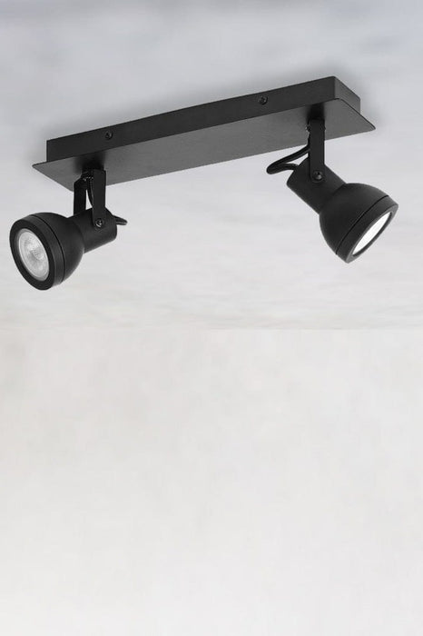 Adjustable 2 light spotlight in black finish