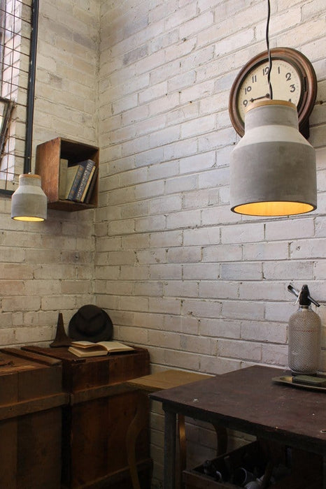 Concrete and timber pendants
