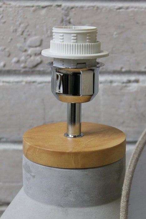 Concrete and timber table lamp e27 bulb fitting