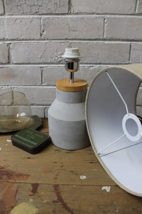 Concrete and timber table lamp industrial design