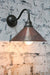 Cone Gooseneck outdoor wall light with antique bronze arm and aged copper shade
