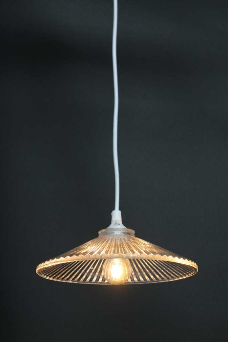 Cone glass pendant light with white cord