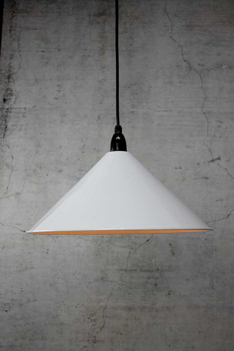 Cone outdoor pendant light with large white shade