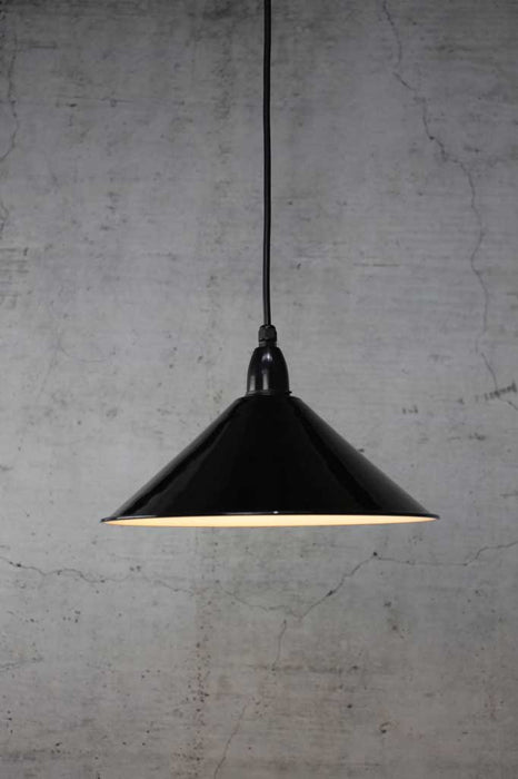 Cone outdoor pendant light with small black shade