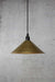 Cone outdoor pendant light with small bright brass shade
