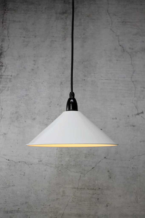 Cone outdoor pendant light with small white shade