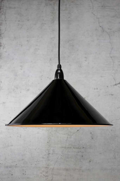Cone pendant light with large black shade