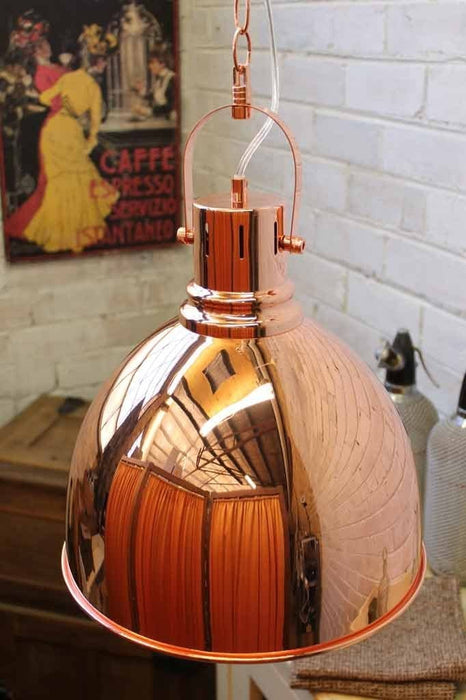 Copper dome pendant light industrial chic lighting