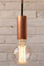 Copper pipe pendant with large round edison light bulb