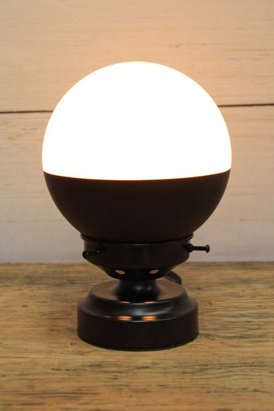 Crown Sphere Lamp black lamp holder, black gallery with a black and opal shade