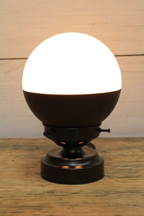 Crown Sphere Lamp black lamp holder, black gallery with a black and opal shade