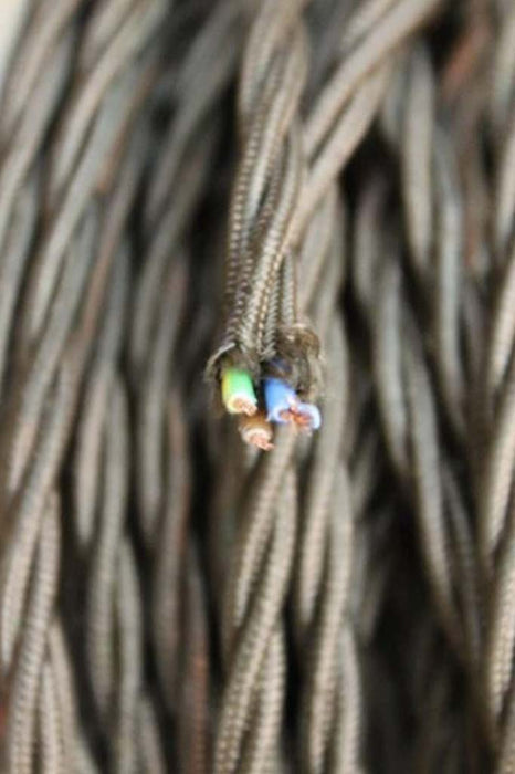 Dark Brown Twisted Braided Light Cord - 3 Core Insulated Cable
