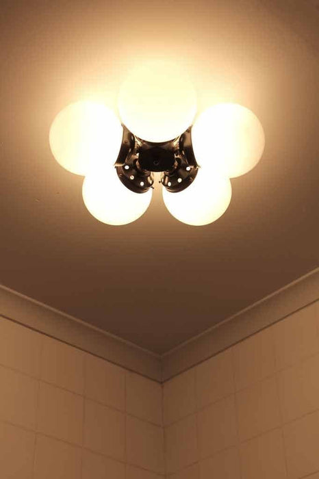 Diner flush mount light affixes directly to the ceiling