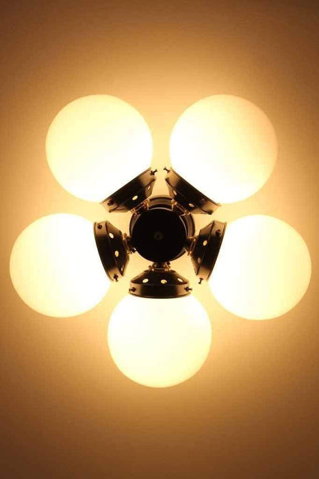 Diner flush mount light with five lamp holders