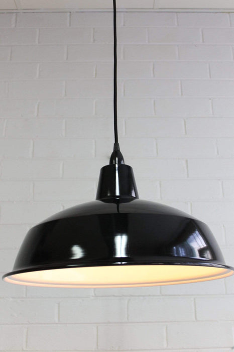 Enamel ceiling pendant light in black