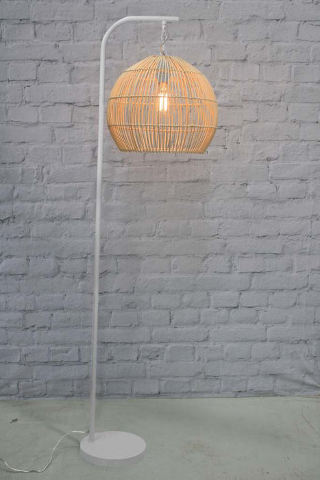 Meadowbrook Rattan Floor Lamp in white finish