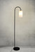 Floor lamp with opal glass shade with cord visible