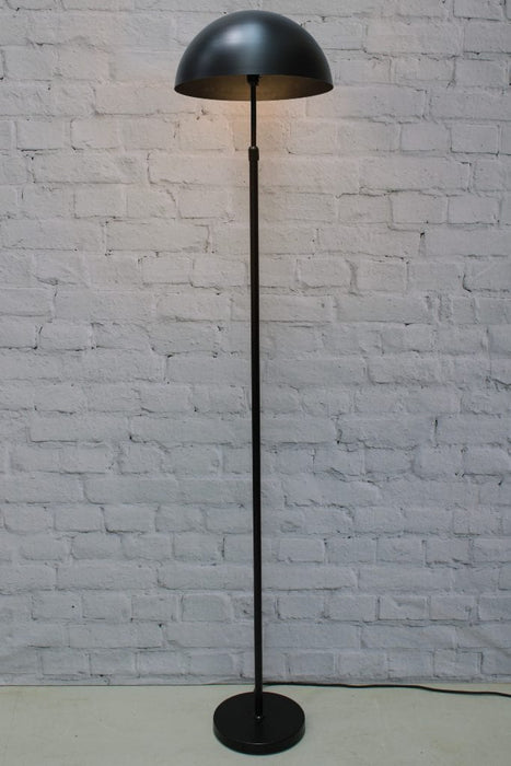 Black floor lamp with large black shade