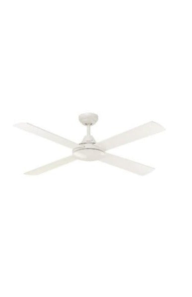Ceiling fan without light in white finish. 