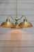 Factory Gooseneck Chandelier with gold frame and bright brass shades
