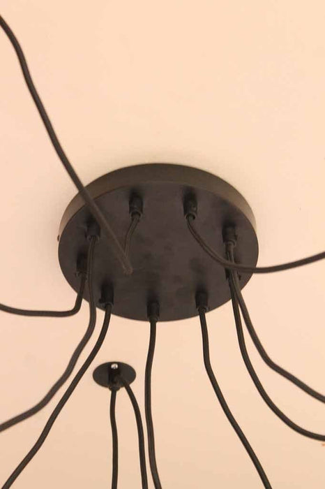 Factory black chandelier has 200mm ceiling rose. online lighting Melbourne