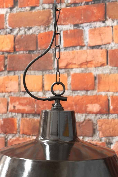 Factory penant light shade in xl size with side entry pendant light cord b22 lamp holder for a more subtle look to heavy industiral chain