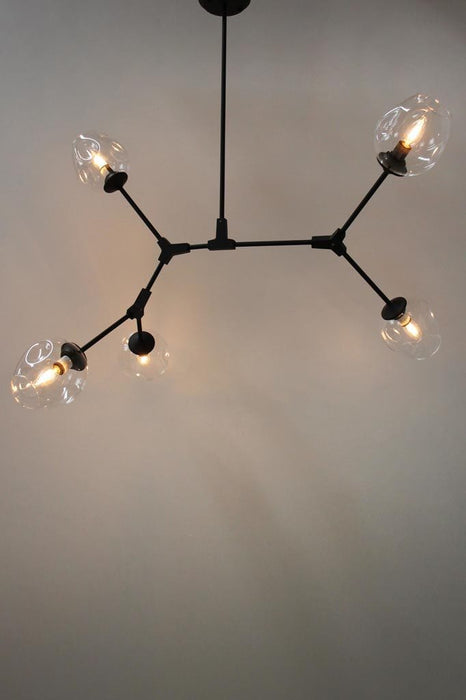 Five light chandelier spatial arrangement 