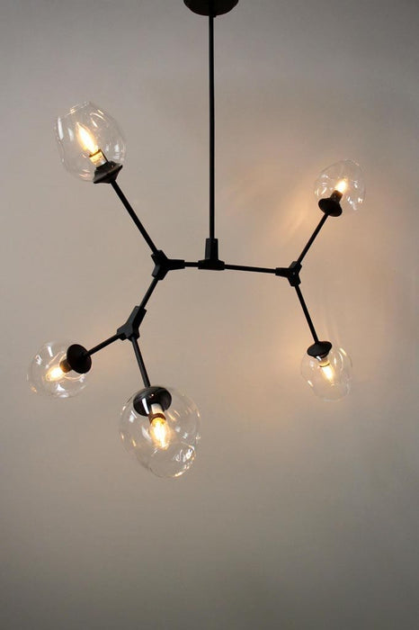 Five light dimpled glass chandelier