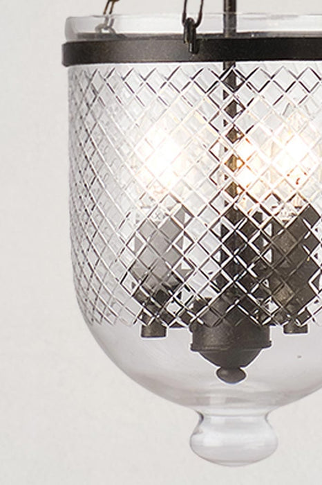 Float glass pendant light with diamond cut glass finish