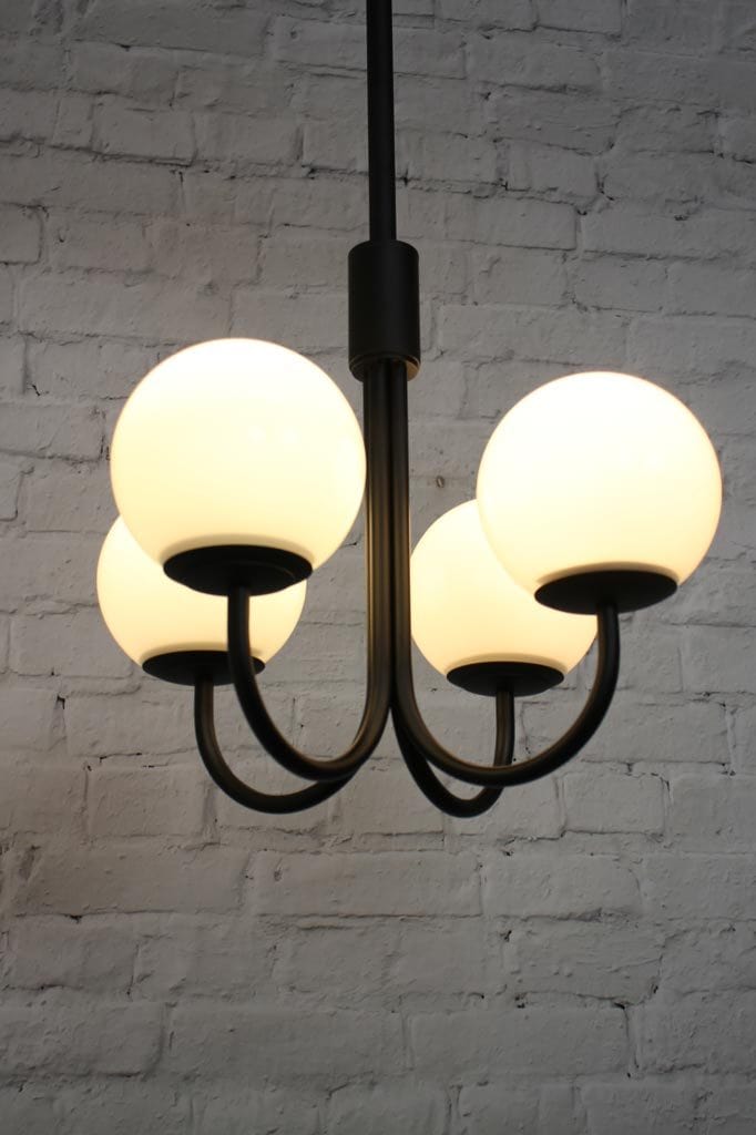 Four light opal glass chandelier