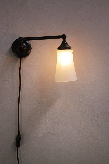 Long arm wall light with wall plug