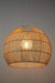 Genuine rattan pendant light with braided textile cord