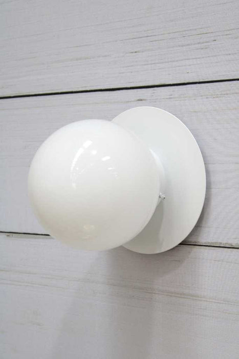 Glass Ball Disc Wall Light opal shade with white disc
