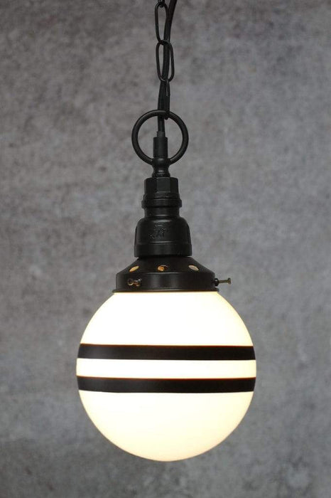 Pendant light with opal two stripe shade
